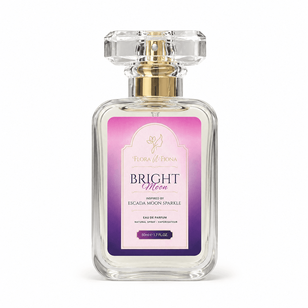 Flora N Fiona Bright Moon inspired perfume bottle on white background