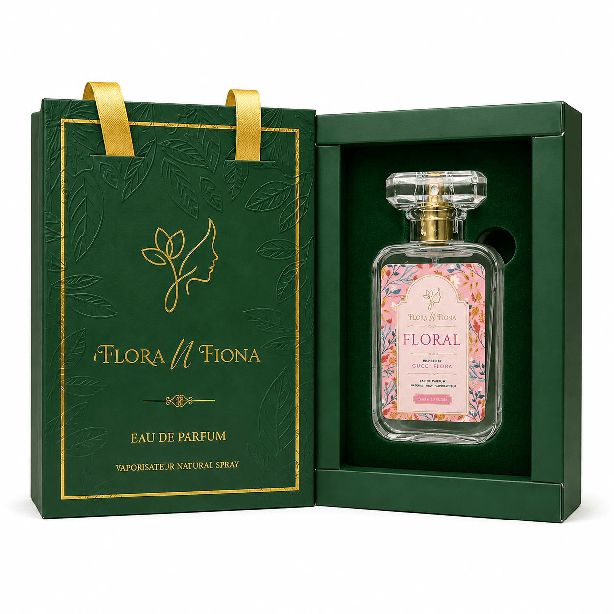 Floral perfume elegant packaging Flora N Fiona